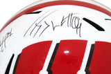 Watt Brothers Combo Signed F/S Wisconsin Badgers Speed Helmet Beckett 39788