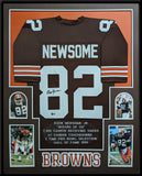 FRAMED CLEVELAND BROWNS OZZIE NEWSOME AUTOGRAPHED SIGNED STAT JERSEY BAS HOLO