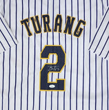 Brewers Infielder BRICE TURANG Signed Custom Replica Pinstripe Jersey AUTO - JSA