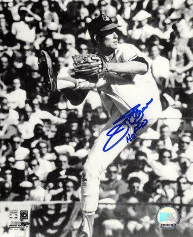 Jim Palmer Signed Orioles B&W Pitching 8x10 Photo w/HOF'90 - (SCHWARTZ COA)