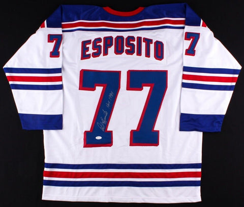 Phil Esposito Signed New York Rangers Jersey Inscribed "HOF 1984" (JSA COA)