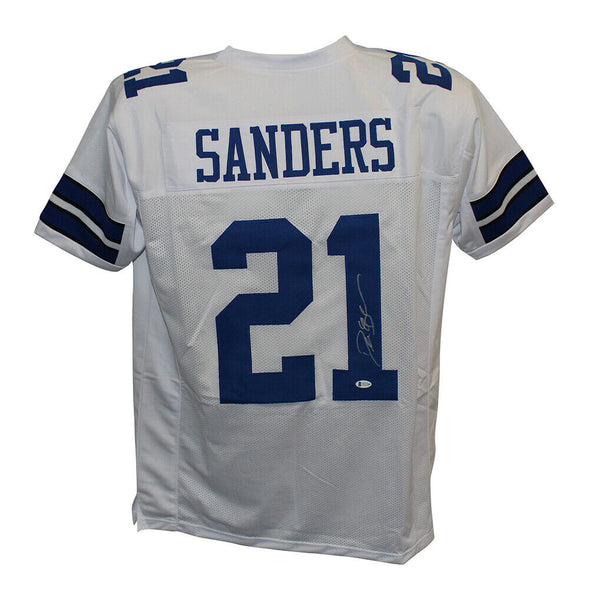 Deion Sanders Autographed/Signed Pro Style White XL Jersey BAS 30676