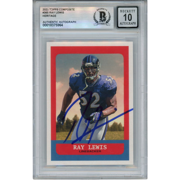 Ray Lewis Autographed 2023 Topps Composite #365 Trading Card Beckett 52943