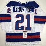 Signed Mike Eruzione White Team Miracle On Ice 1980 Jersey JSA COA