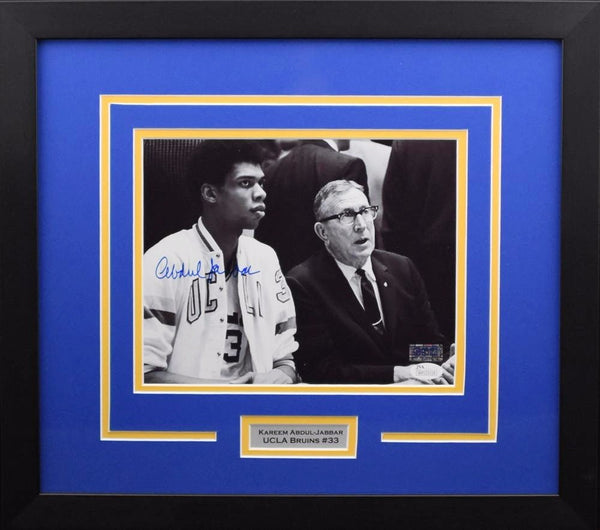 KAREEM ABDUL-JABBAR SIGNED UCLA BRUINS JOHN WOODEN 8x10 FRAMED PHOTO JSA