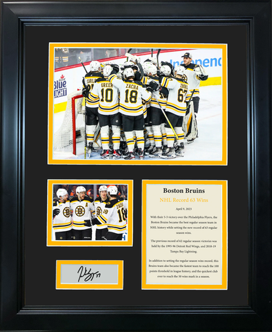Framed Bruins Regular Season 63 Wins Record Facsimile Engraved Auto 12x15 Photo