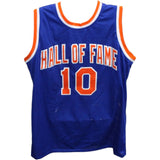 Walt Frazier Autographed/Signed Pro Style Blue Jersey HOF Beckett 42619