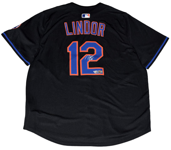 FRANCISCO LINDOR SIGNED NEW YORK METS #12 BLACK NIKE LIMITED JERSEY FANATICS