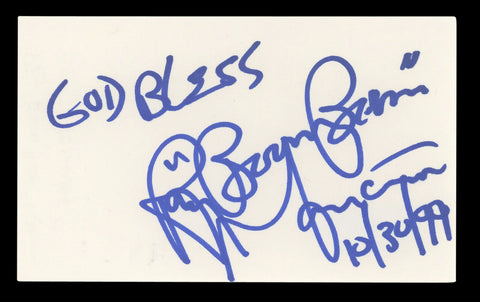 Ray Mancini "God Bless! Boom Boom" Authentic Signed 3x5 Index Card BAS #BL96573