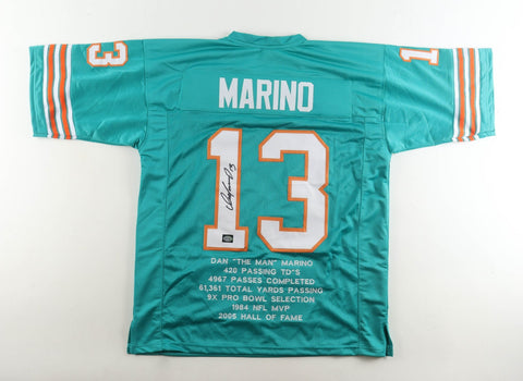 Dan Marino Signed Miami Dolphins Career Highlight Stat Jersey (Marino) HOF Q.B.