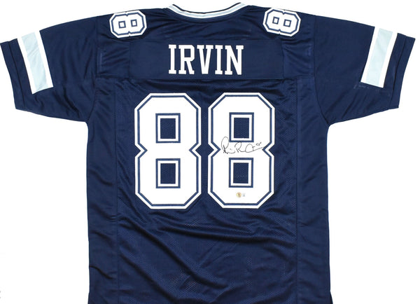 Michael Irvin Autographed Blue Pro Style Jersey - Beckett W Hologram *Black