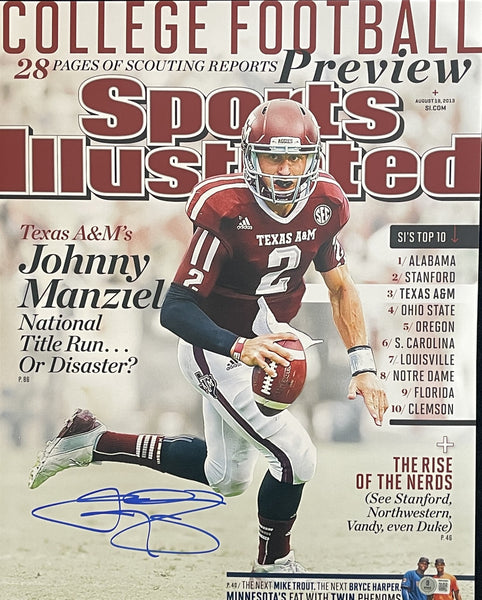 Johnny Manziel Texas A&M Heisman Winner Signed 16x20 Photo Beckett Witness 05170