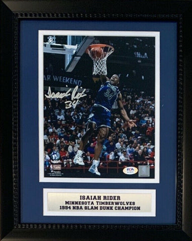 Isaiah JR Rider Autographed 1994 NBA Slam Dunk Champion 8x10 Framed Photo PSA