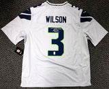 SEAHAWKS RUSSELL WILSON AUTOGRAPHED FRAMED GRAY NIKE TWILL JERSEY RW HOLO 185069