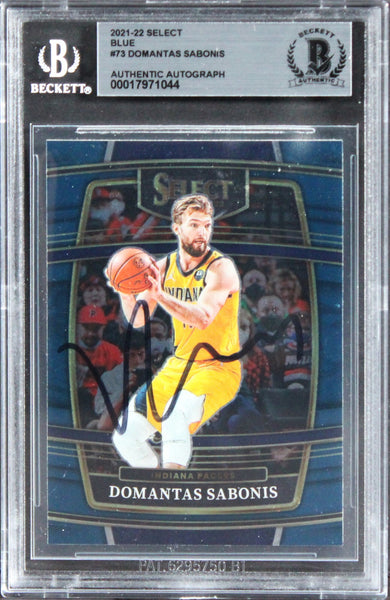 Pacers Domantas Sabonis Authentic Signed 2021 Select Blue #73 Card BAS Slabbed
