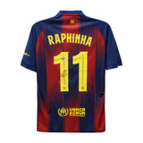 Raphinha Signed Barcelona Home Soccer Jersey #11 with Beckett COA