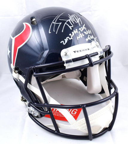 JJ Watt Signed Texans F/S Speed Authentic Helmet w/ Stats - Beckett W Hologram