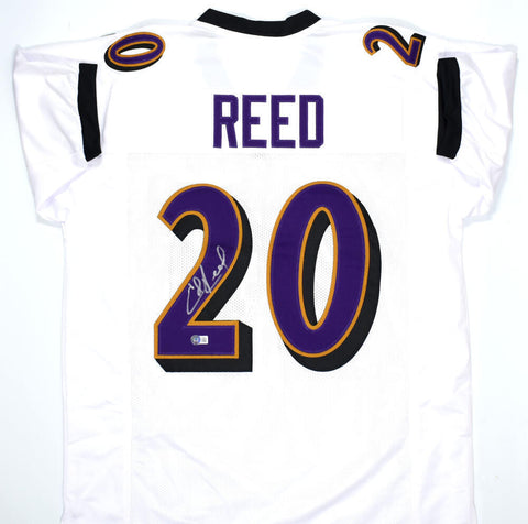 Ed Reed Autographed White Pro Style Jersey - Beckett W Hologram *Silver