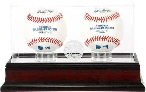 New York Mets Mahogany 2-Baseball Display Case