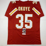 Autographed/Signed CHRISTIAN OKOYE Kansas City Red Football Jersey JSA COA Auto
