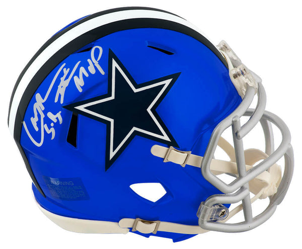 Larry Brown Signed Cowboys FLASH Riddell Speed Mini Helmet w/SB XXX MVP (SS COA)