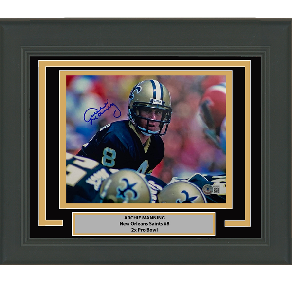 Framed Autographed/Signed Archie Manning New Orleans Saints 8x10 Photo BAS COA