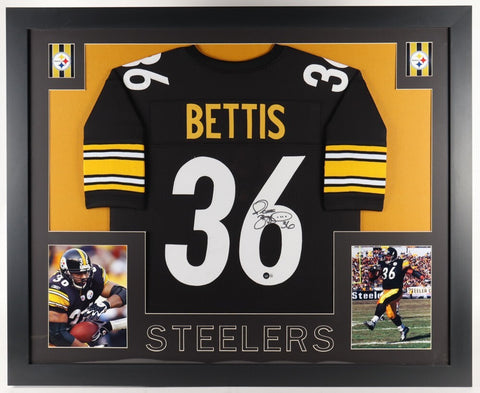 Jerome Bettis Signed Pittsburgh Steelers 35x43 Framed Jersey (Beckett) All Pro