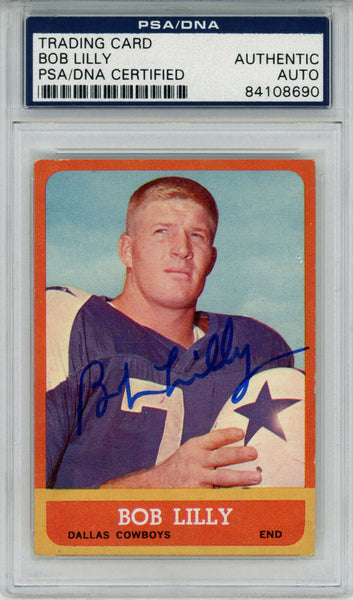 Bob Lilly Autographed 1963 Topps #82 Trading Card PSA Slab 43656