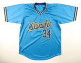Rollie Fingers Signed Milwaukee Brewers Powder Blue Jersey Inscribed HOF 92 /JSA