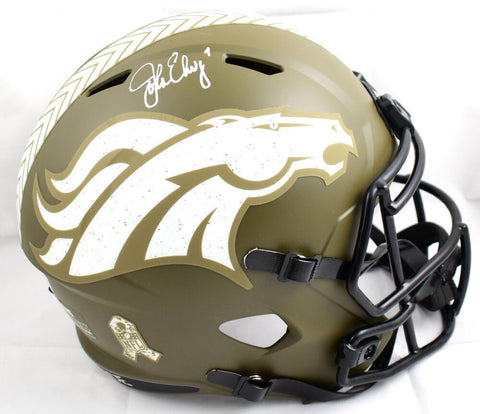 John Elway Signed Denver Broncos F/S Salute to Service Speed Helmet-BeckettWHolo