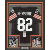 FRAMED Autographed/Signed OZZIE NEWSOME HOF 33x42 Cleveland Brown Jersey JSA COA