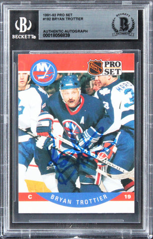 Islanders Bryan Trottier Authentic Signed 1991 Pro Set #192 Card BAS Slabbed