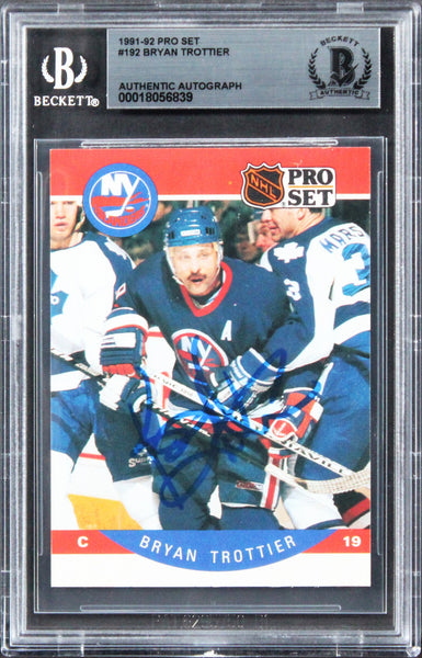 Islanders Bryan Trottier Authentic Signed 1991 Pro Set #192 Card BAS Slabbed