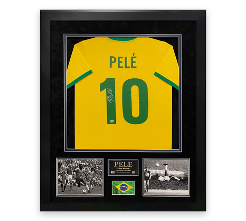 Pele Signed Autographed Jersey Custom Framed to 32x40 Beckett