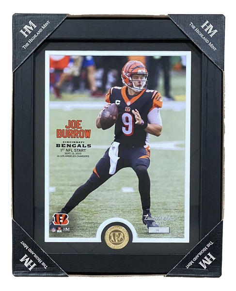 Joe Burrow Framed 8x10 Cincinnati Bengals Photo w/ Highland Mint Coin