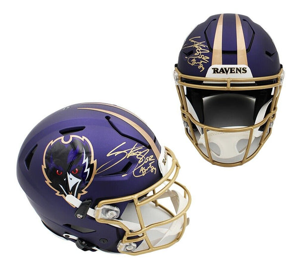 purple smith helmet Steve Smith Sr Signed Ravens Speed Flex Authentic ALT Purple Helmet "A – Super Sports Center