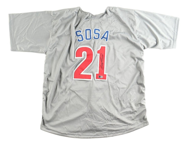 Sammy Sosa Chicago Signed Gray Baseball Jersey BAS