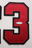 Bulls Michael Jordan Autographed Framed Nike 1998-99 Retirement Jersey UDA Holo