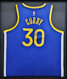 WARRIORS STEPHEN CURRY AUTOGRAPHED FRAMED NIKE ICON JERSEY BECKETT 220553