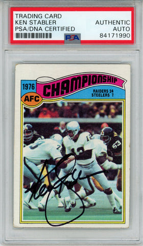 Ken Stabler Autographed/Signed 1977 Topps #526 Trading Card PSA Slab 43703