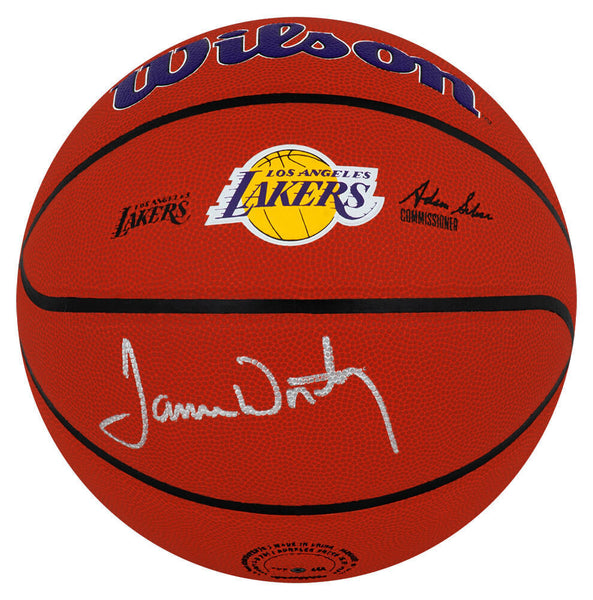 James Worthy Signed Wilson Lakers Logo NBA Basketball - (SCHWARTZ SPORTS COA)