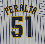 Brewers FREDDY PERALTA Signed Custom Replica Pinstripe Jersey AUTO - JSA