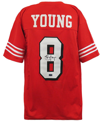 Steve Young (49ers) Signed Red Throwback Custom Football Jersey - (SCHWARTZ COA)