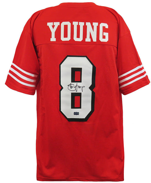Steve Young (49ers) Signed Red Throwback Custom Football Jersey - (SCHWARTZ COA)