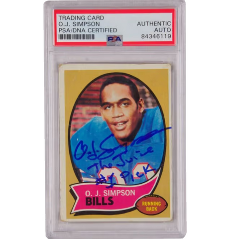 O.J. Simpson Signed 1970 Topps Inscribed "The Juice #1 Pick" - PSA Authentic