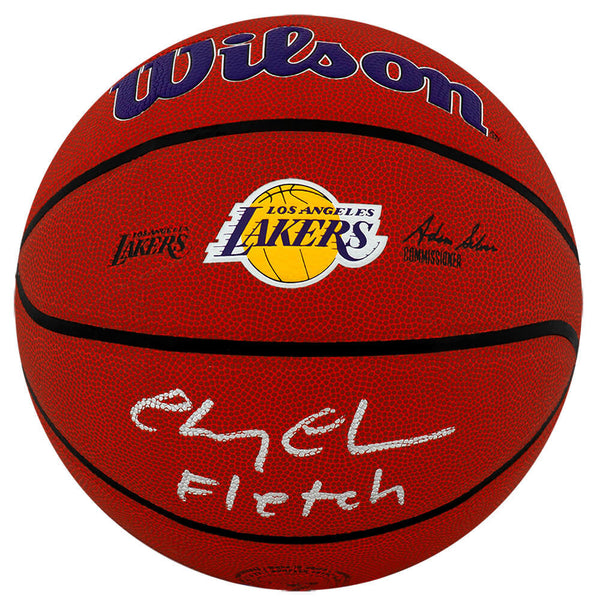 Chevy Chase Signed LA Lakers Logo Wilson NBA Basketball w/Fletch -(SCHWARTZ COA)