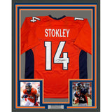 Framed Signed Brandon Stokley 35x39 Denver Orange Jersey Beckett COA