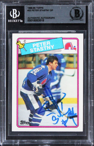 Nordiques Peter Stastny Authentic Signed 1988 Topps #22 Card BAS Slabbed