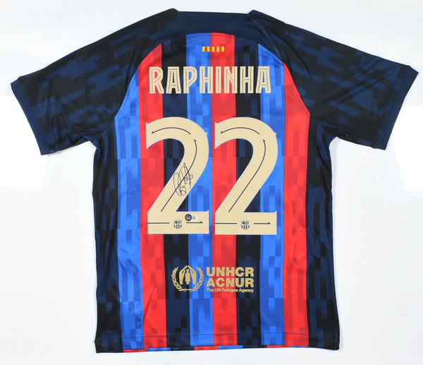 Raphinha Signed FC Barcelona Home Soccer Jersey #22 - Beckett Hologram *M