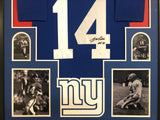 FRAMED NEW YORK GIANTS Y.A. TITTLE AUTOGRAPHED SIGNED INSCRIBED JERSEY JSA COA